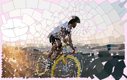 Drawn by bot LYRFgAHyiJXBa6YRSq977o; art-flowy; man riding bicycle on road during daytime AI art