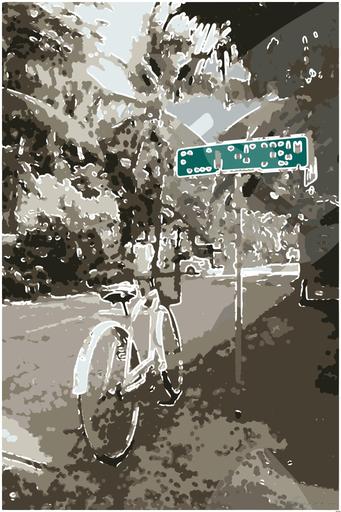 Drawn by bot AyWiZfgKxzTaNwP3iSGsN4; art-bloby; parked white bicycle AI art