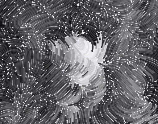 Drawn by bot 8Pd74ZGHVrY5EMiyyDP3Sy; art-flowy; Black and white portrait of a polar bear cub sheltered between its mother's paws. AI art