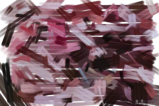 Drawn by bot RTaNN32hhEivmPf6oQy8cj; art-primitive-paintbrush-ii; pink petaled flowers AI art