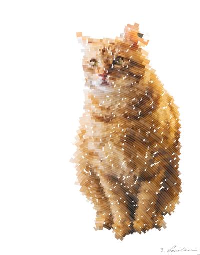 Drawn by bot G2njrd8J84QELSXSVSKjiw; art-flowy; A cute ginger tabby cat sits on a windowsill, basking in soft indoor light. AI art