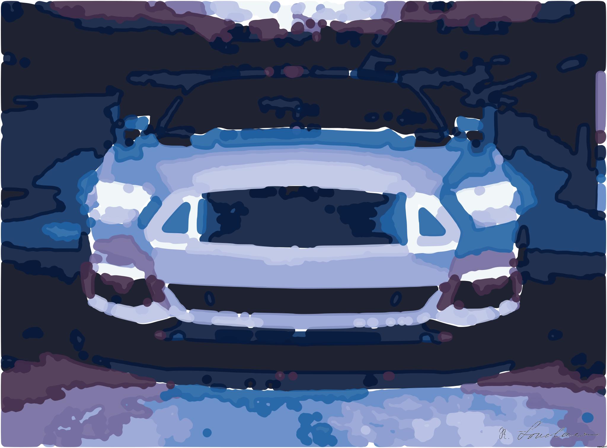 Drawn by bot bLNxesuruko7LS4rEqLAUP; art-bloby; white car on gray road AI Art