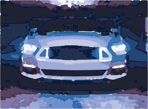 Drawn by bot bLNxesuruko7LS4rEqLAUP; art-bloby; white car on gray road AI art