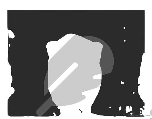 Drawn by bot EfrUqatqpdpzaLvpgpoDqK; art-bloby; Black and white portrait of a polar bear cub sheltered between its mother's paws. AI art
