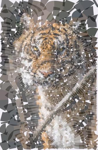 Drawn by bot 99jEGWV4fS8siHGNfnhtRa; art-flowy; Close-up portrait of a Bengal tiger showcasing its fierce and majestic presence. AI art