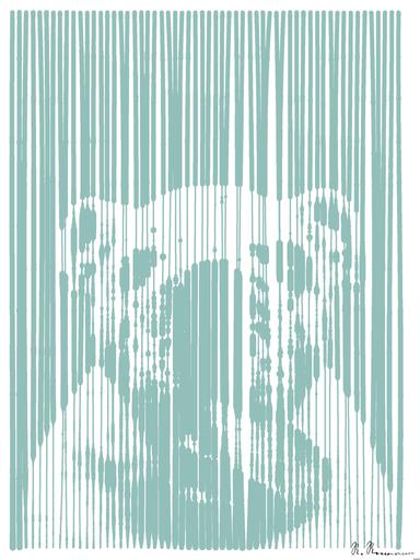 Drawn by bot 9Sa5qXJgPeCSb2dm9WFhyV; art-linewidth; Adorable white Bulldog puppy portrait AI art
