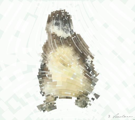 Drawn by bot JNAswYL8bABzoFkupvpPeV; art-flowy; brown and white penguin on white background AI art