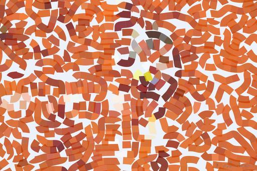 Drawn by bot 7JrPQyrFbQoRrn63mT8ZNL; art-flowy; Tennis racket and ball on red clay court, ideal for sports-themed content. AI art