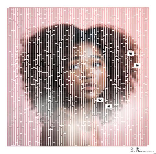 Drawn by bot 6gjX4TC3omYb3RKSWBhTrF; art-amaze; a woman with an afro is looking at the camera AI art