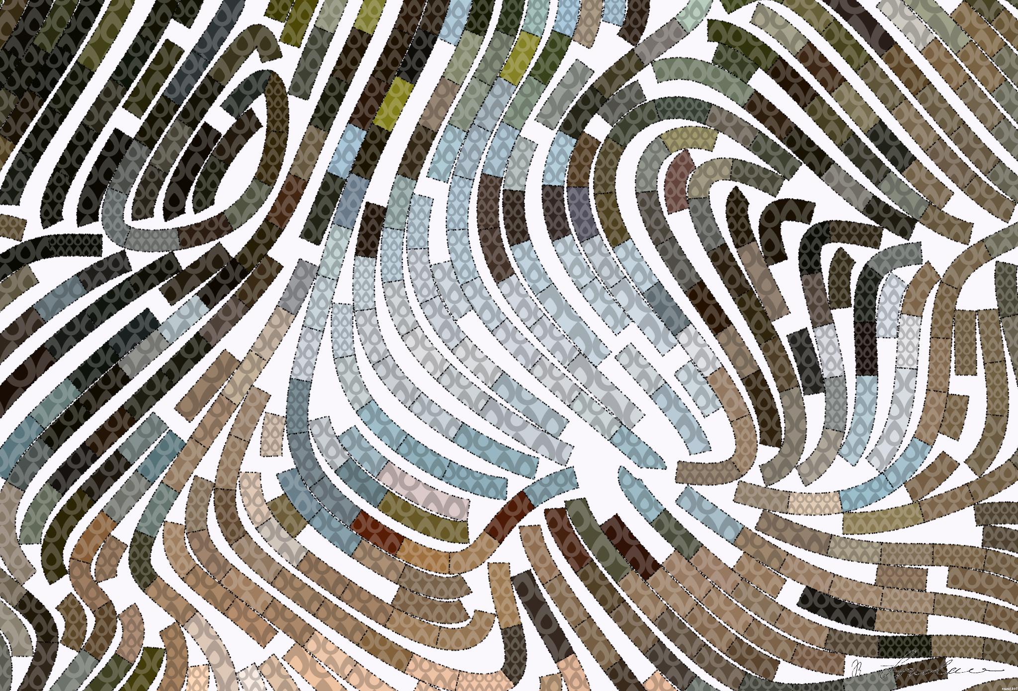 Drawn by bot 6cR3AyLrc3mKSGRJoc7cfr; art-flowy; a view of the ocean through a stone archway AI Art