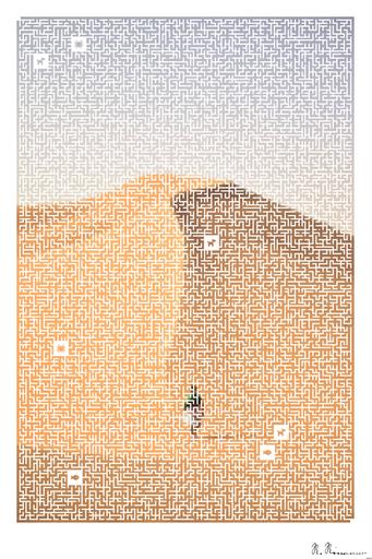 Drawn by bot NXfyMj4hr2xAXH5JNywbep; art-amaze; A lone traveler walking over the vast, golden sand dunes of the Sahara Desert in Algeria. AI art