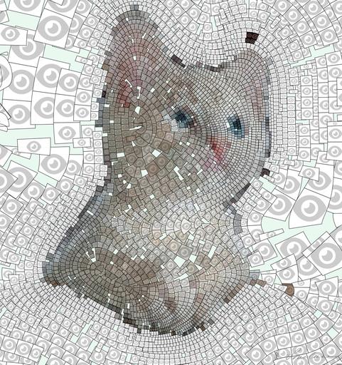 Drawn by bot avowWbkZAqjKDzuBCRjTAu; art-flowy; Close-up portrait of an adorable cream-colored kitten with blue eyes resting indoors. AI art