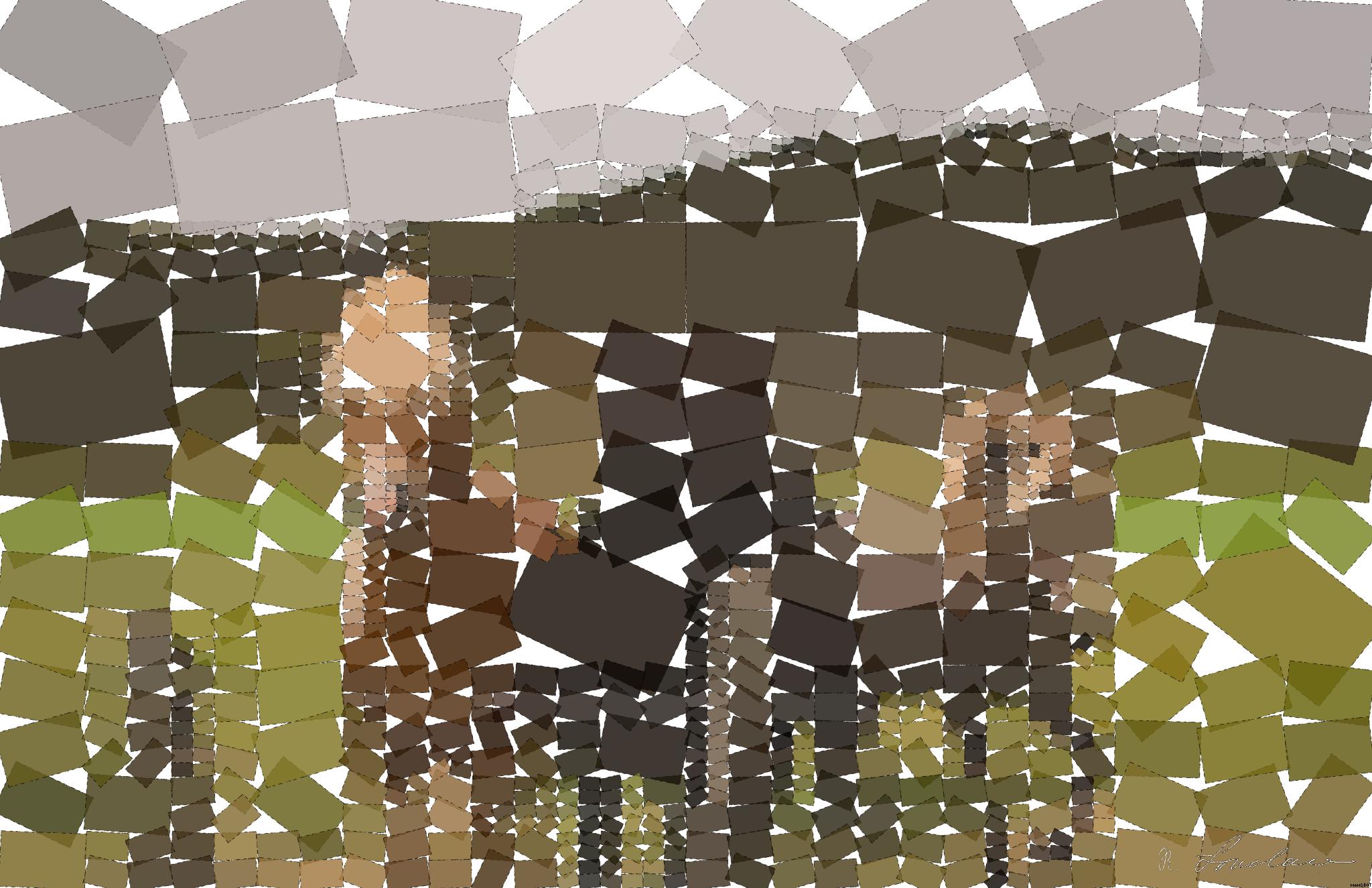 Drawn by bot hkvoNGQtKaQB5tuxksXuQf; art-quadrangle; three assorted horses AI Art