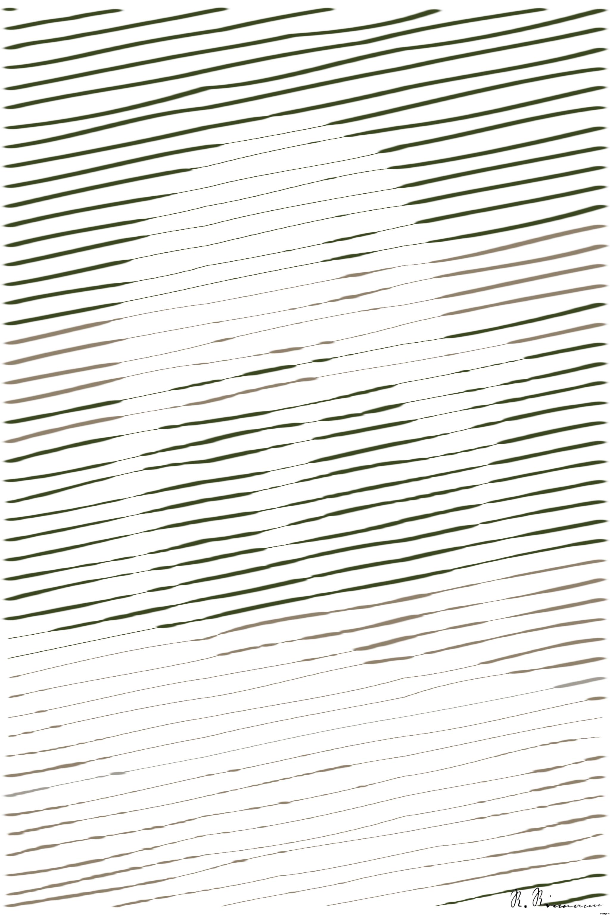 Drawn by bot eNLbNXDJi55y66f3zEZtde; art-linewidth; Young brown bear cub curiously investigates a rock in its natural habitat. AI Art