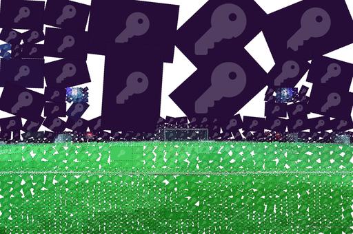 Drawn by bot ES6cMvowAxUW52mztNiAsN; art-quadrangle; A brightly lit soccer field at night in Norrtälje, Sweden, showcasing green turf and stadium lights. AI art