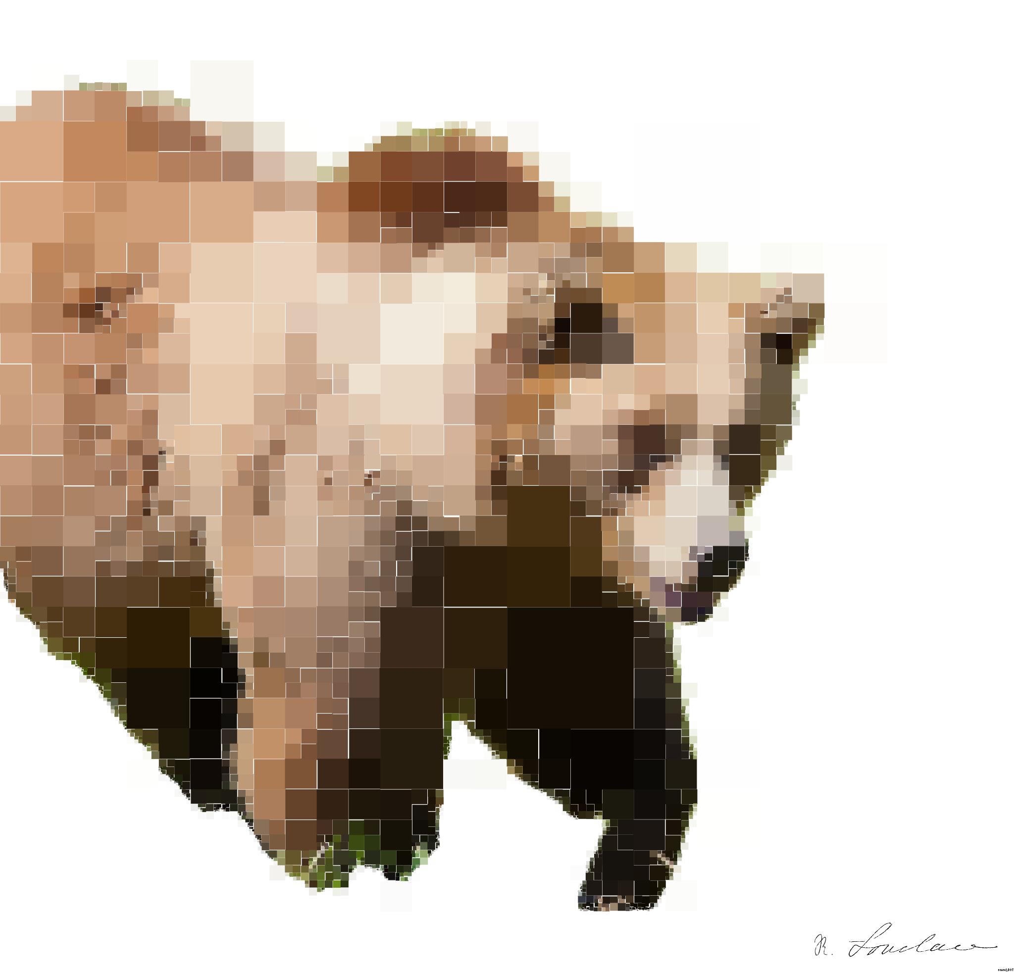 Drawn from photo on Pexels: A majestic grizzly bear standing near a pond in its natural habitat, full of life. AI Art