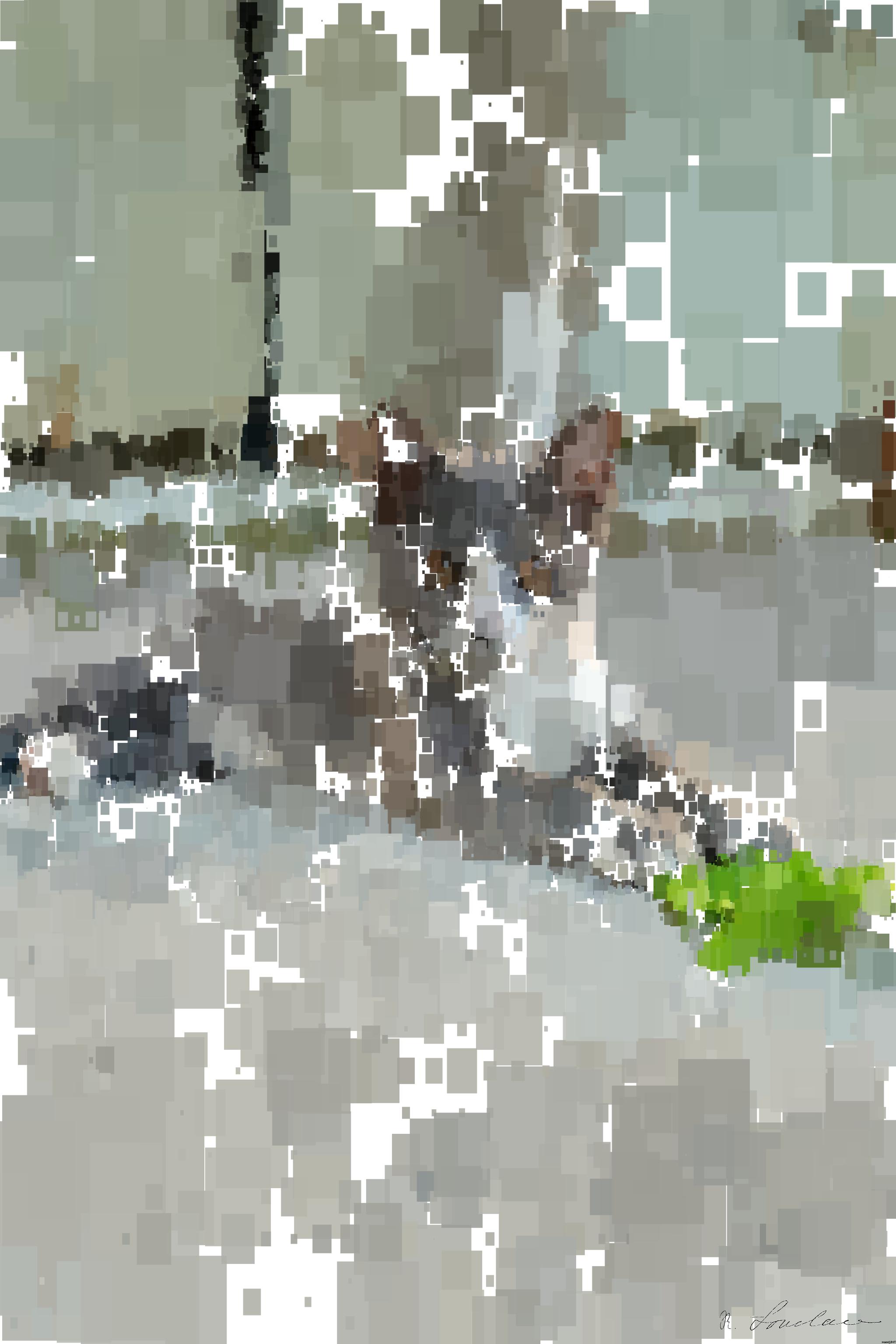 Drawn by bot SkB5uwMozKx2nyweF64Qo8; art-quadrangle; Cute grey kitten lounging outdoors on a sunny day in Σχηματάρι, Ελλάδα. AI Art