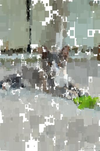 Drawn by bot SkB5uwMozKx2nyweF64Qo8; art-quadrangle; Cute grey kitten lounging outdoors on a sunny day in Σχηματάρι, Ελλάδα. AI art