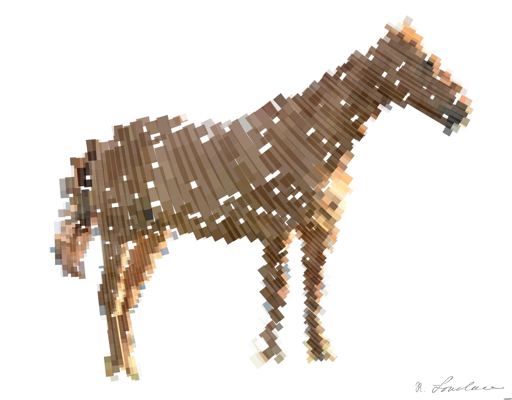 Drawn by bot fo6rMocuSdXi3K9B8ub2Lf; art-flowy; A beautiful brown horse stands in a lush grassy field with mountains in the background. AI Art