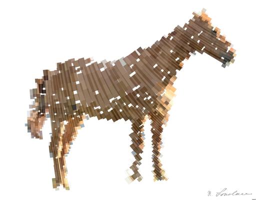 Drawn by bot fo6rMocuSdXi3K9B8ub2Lf; art-flowy; A beautiful brown horse stands in a lush grassy field with mountains in the background. AI art