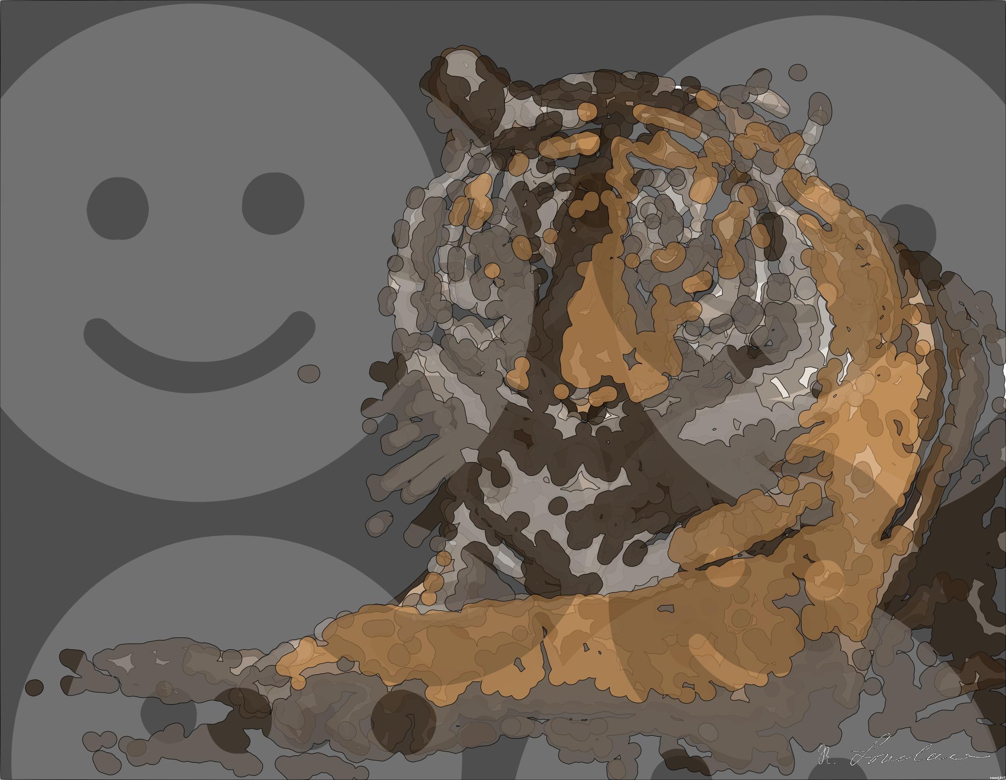 Drawn by bot 5yfPK3czmNFzy4KmhBYJem; art-bloby; Close-up portrait of a Bengal tiger showcasing its fierce gaze and striking stripes in a dramatic setting. AI Art