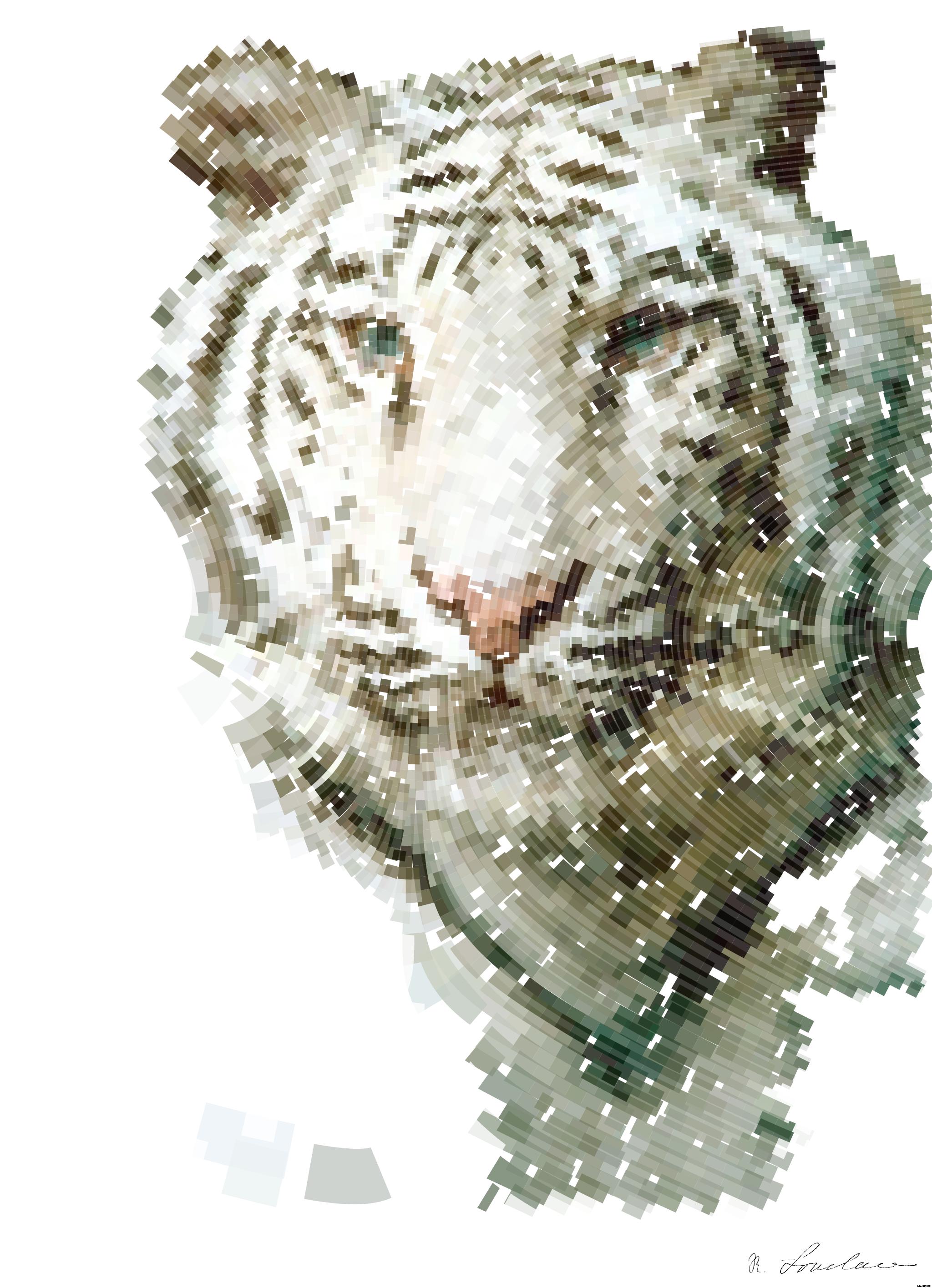 Drawn by bot B9nzEV99Md672UiHd6LGsw; art-flowy; a white tiger with blue eyes laying down AI Art