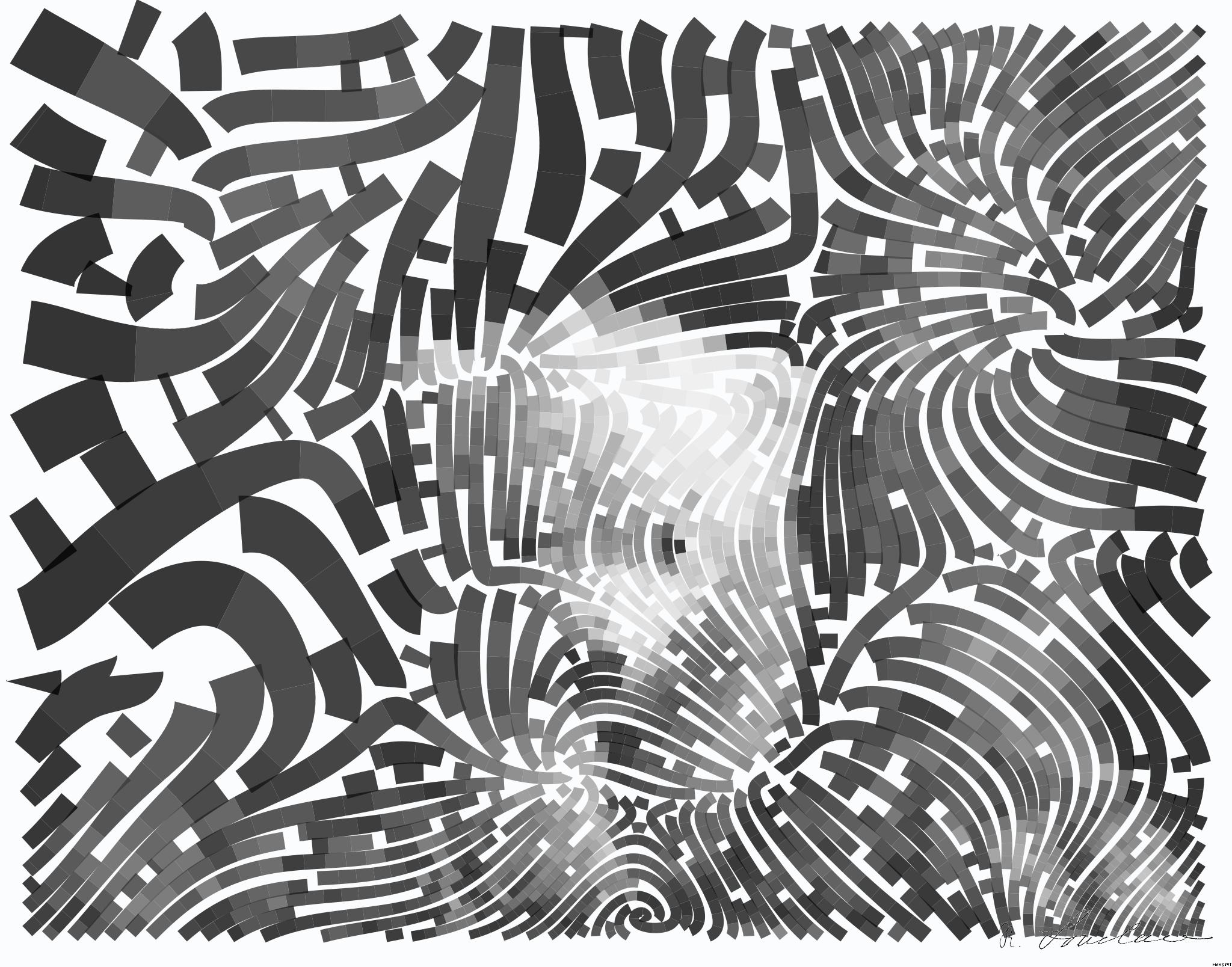 Drawn by bot RmMbtdFuKeMrvZipbYH76k; art-flowy; Black and white portrait of a polar bear cub sheltered between its mother's paws. AI Art
