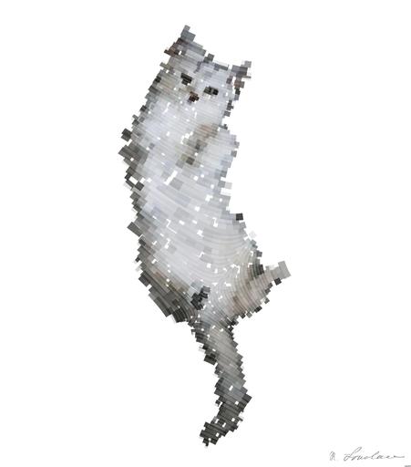Drawn by bot Kt3Gs6ZhzxGw6oGoXPbfy2; art-flowy; silver tabby cat surrounded by leaves AI art
