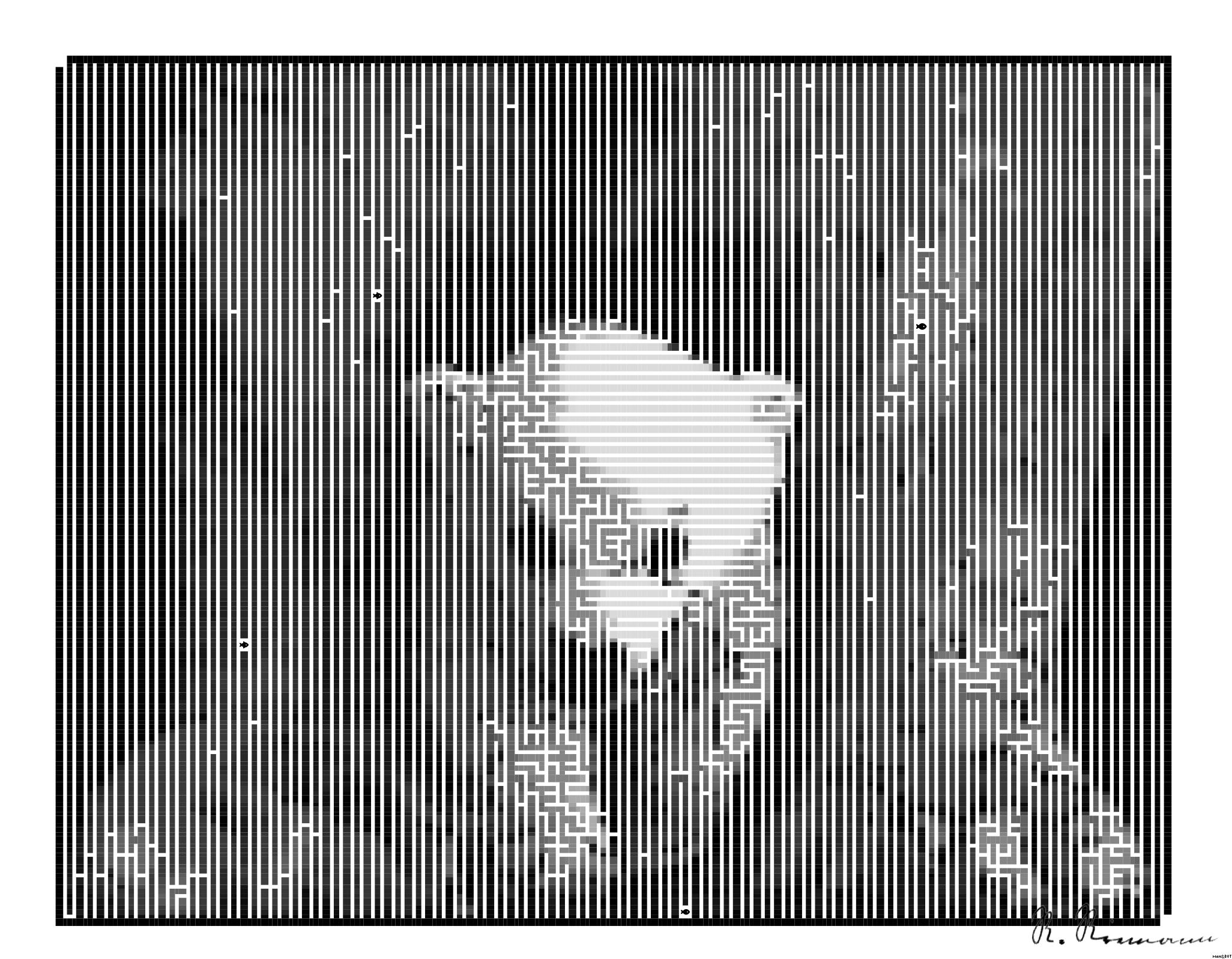 Drawn by bot iEtz7tvc2uqYaEVJZhVsiG; art-amaze; Black and white portrait of a polar bear cub sheltered between its mother's paws. AI Art