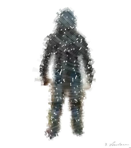 Drawn by bot oU3AQtPy7GUfxztm2cdVay; art-flowy; A man standing in a field under a flying saucer AI art