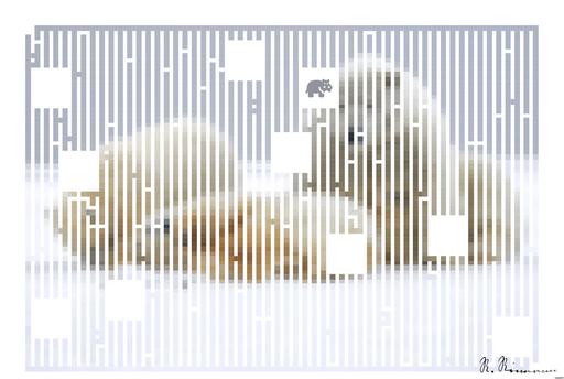 Drawn by bot eTY7DPDpEEmBzZFQ9JeSRG; art-amaze; white polar bear on snow covered ground during daytime AI art