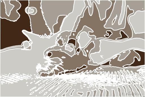 Drawn by bot hh3sFox2jmLkn22GtoCw3s; art-bloby; A fluffy white rabbit resting on a cozy bed with a relaxed human nearby, indoors. AI art