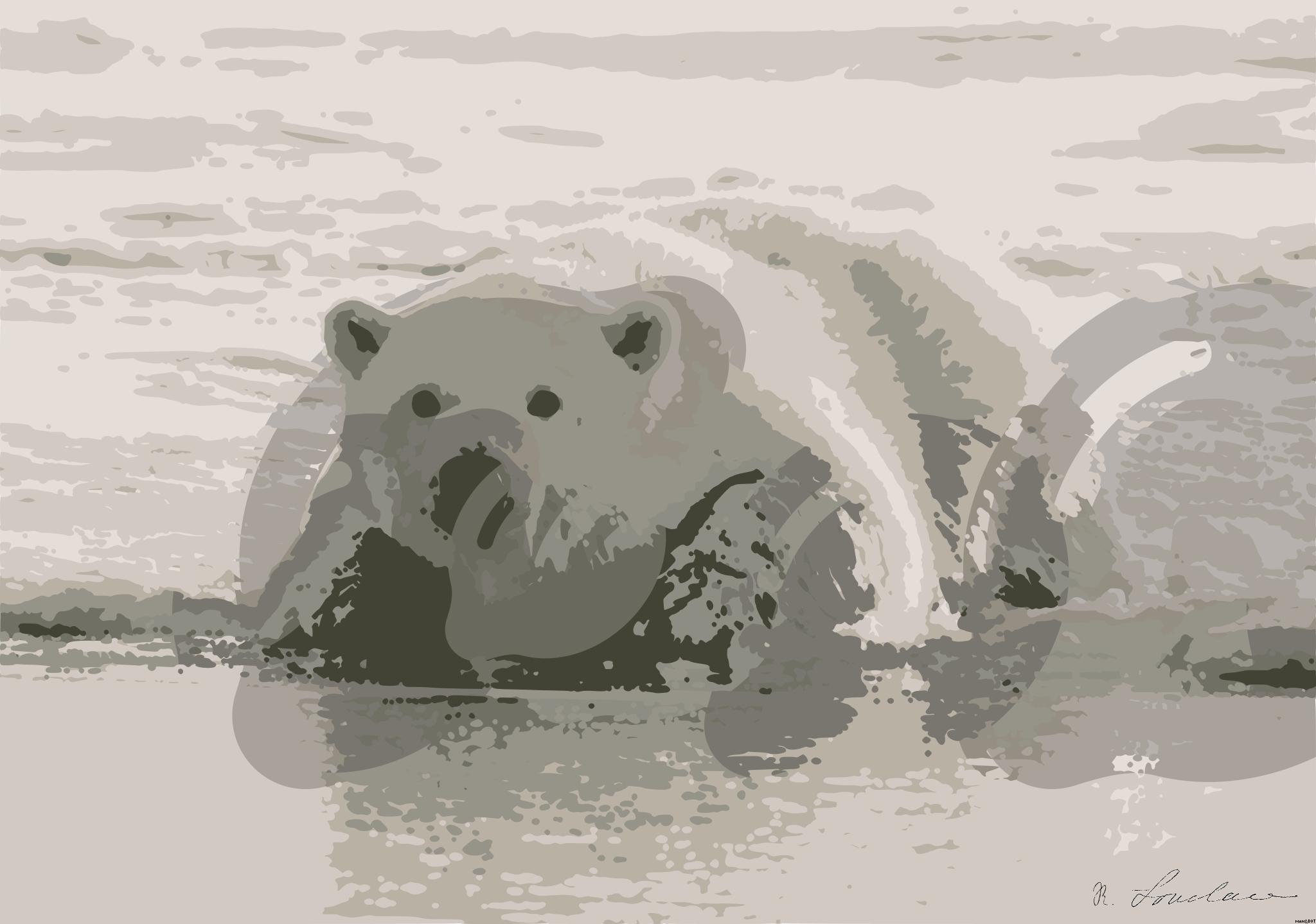 Drawn by bot iz2GXZo9BZTtKPNAQkHQ7b; art-bloby; polar bear on water during daytime AI Art