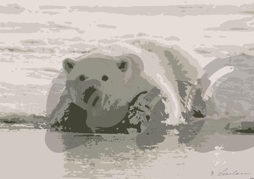 Drawn by bot iz2GXZo9BZTtKPNAQkHQ7b; art-bloby; polar bear on water during daytime AI art