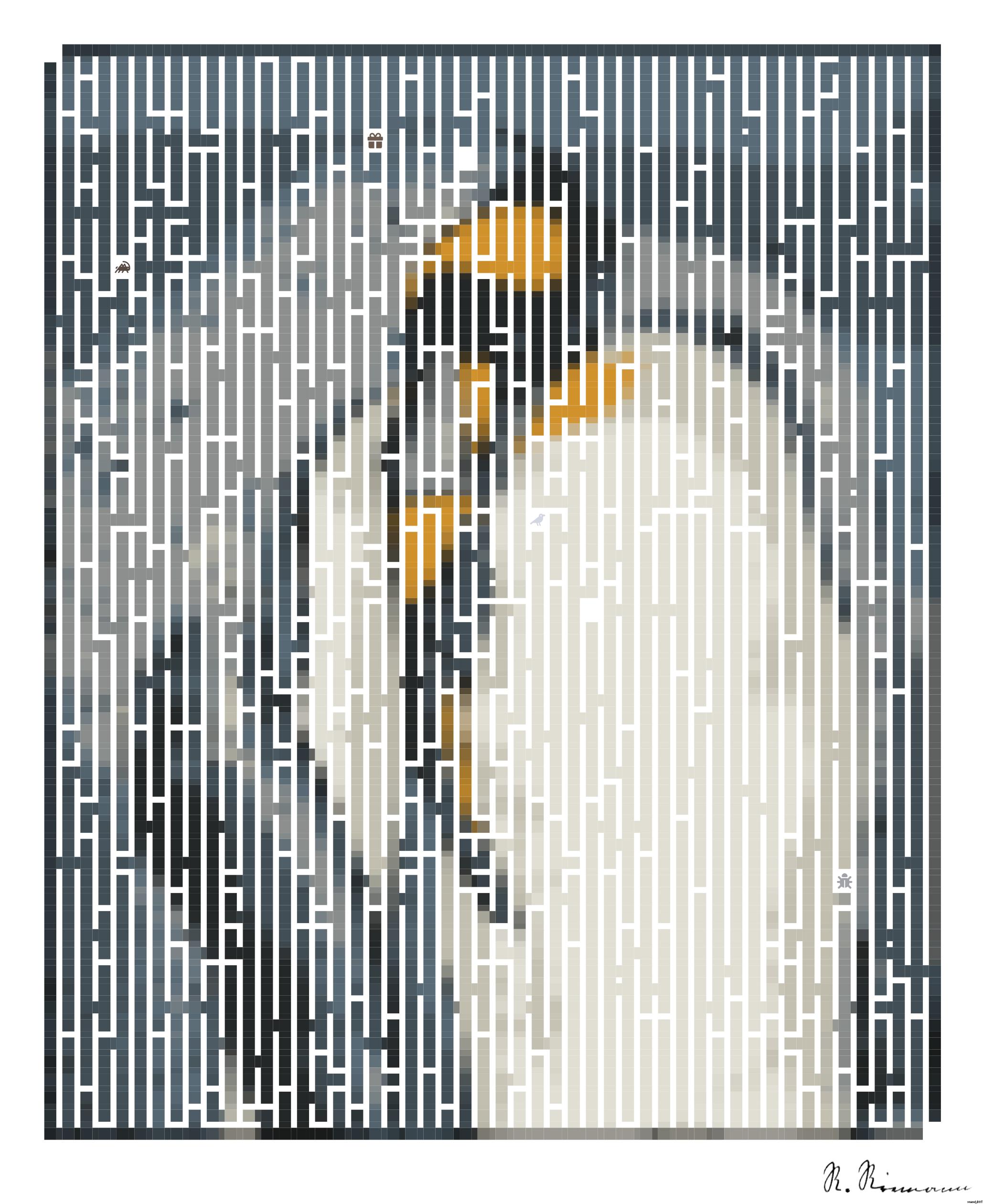 Drawn by bot M34q4jzowuF8ZTkz8GErap; art-amaze; a couple of penguins standing next to each other AI Art