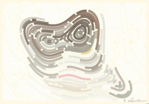 Drawn by bot DxPnVnKRJyVUj5Da8eAvmQ; art-flowy; Adorable grey and white cat with striking yellow eyes against a plain backdrop. AI art