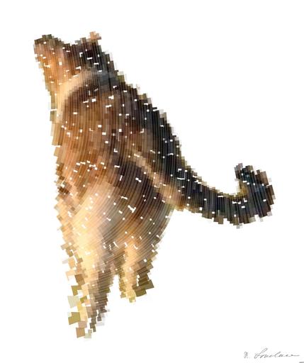 Drawn by bot feDCNYcCJ3oxDp6V7wGPbM; art-flowy; a dog standing on top of a grass covered hillside AI art
