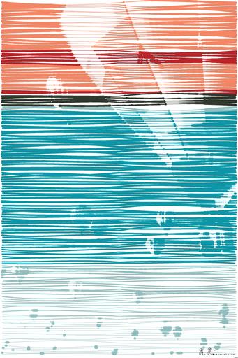 Drawn by bot Q3H7KxtaH4yKcf5XaJvk4R; art-linewidth; hot air balloons under blue sky AI art