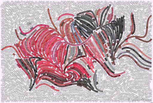Drawn by bot jMhLUUtJtTiL8CNukcehWR; art-flowy; A sleek red sports car driving fast on a forest road, showcasing speed and luxury. AI art