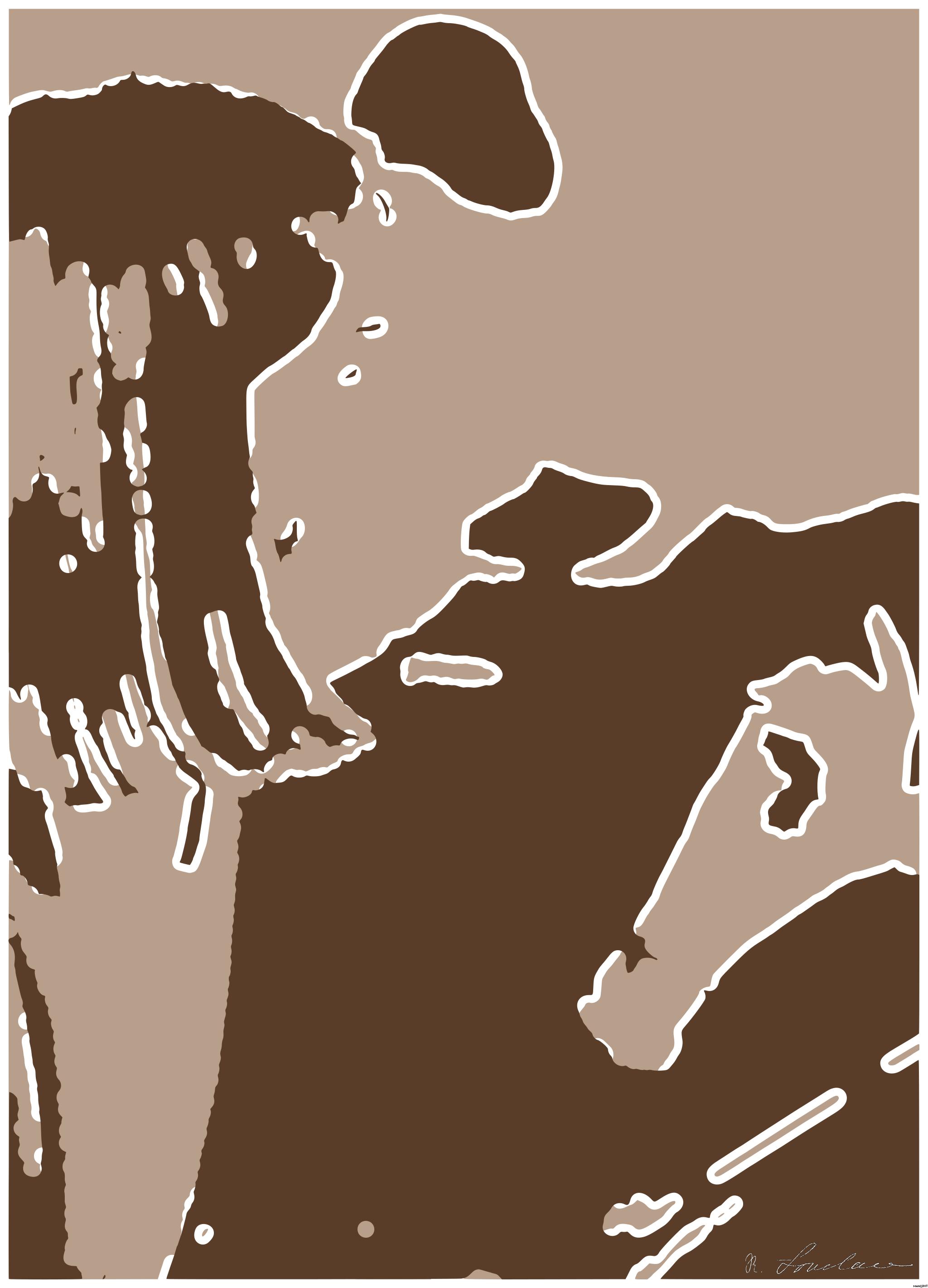 Drawn by bot NZ9iWNtUbvWmCNkmW9tzoD; art-bloby; Two women wearing masks having a conversation at a café table, embracing the new normal. AI Art
