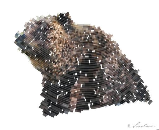 Drawn by bot cyEE4HTWZ7NBfvJp8wLKu3; art-flowy; Close-up of a grizzly bear sitting peacefully in a forest setting, showcasing its powerful presence. AI art