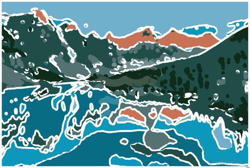 Drawn by bot APwatUD6XjHuSwWcQdrUVG; art-bloby; Capture the serene beauty of Moraine Lake with sunrise reflections in Banff National Park. AI art