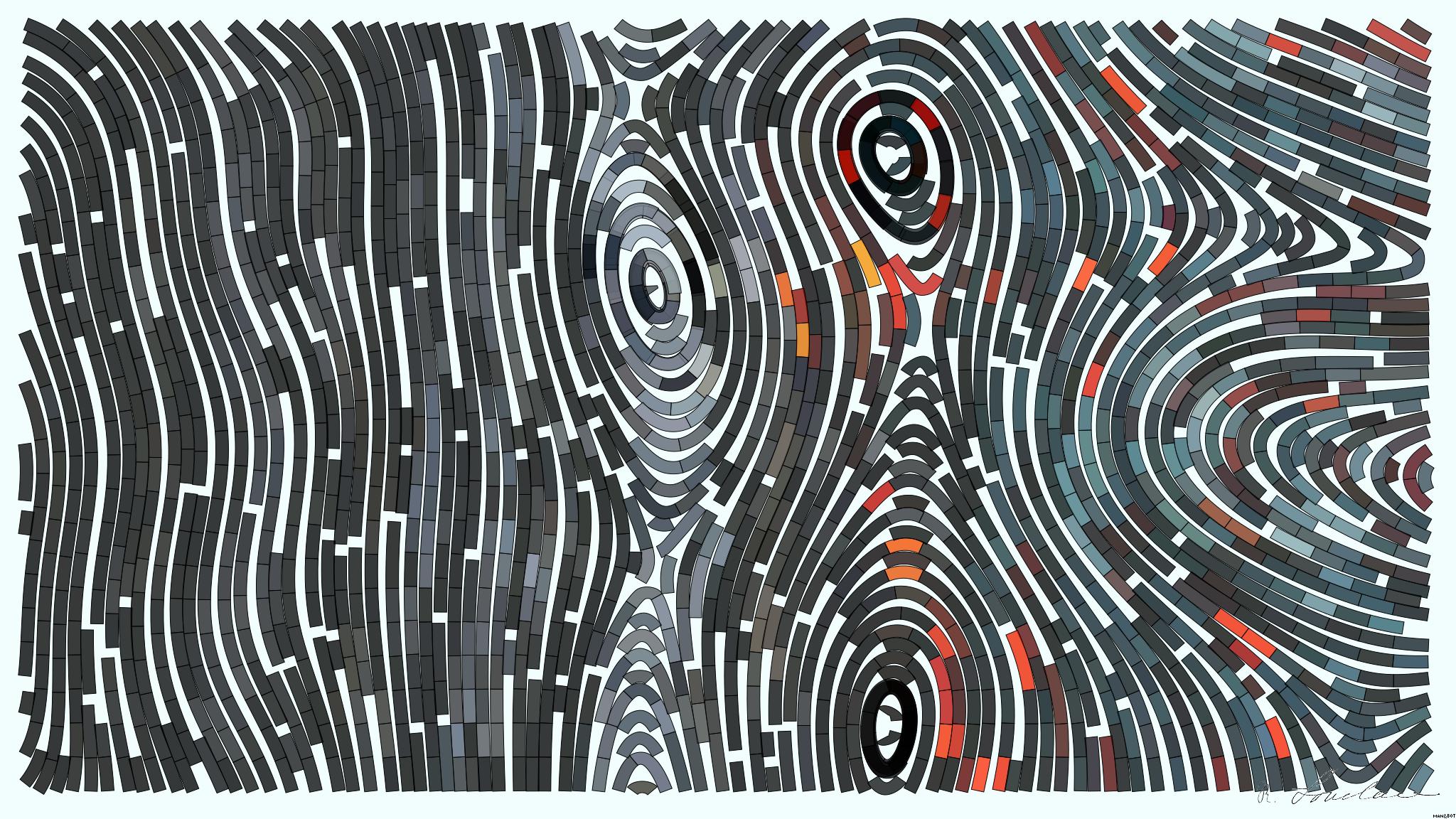 Drawn by bot 7eSUfPPmErZ29mMAMtFTn9; art-flowy; Vivid abstract of glowing lava texture against dark tree bark. Perfect for nature-themed designs. AI Art