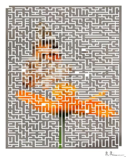 Drawn by bot PsVL3mtGCNreWCrm9hvrJw; art-amaze; selective focus photography of butterfly on orange petaled flower AI art