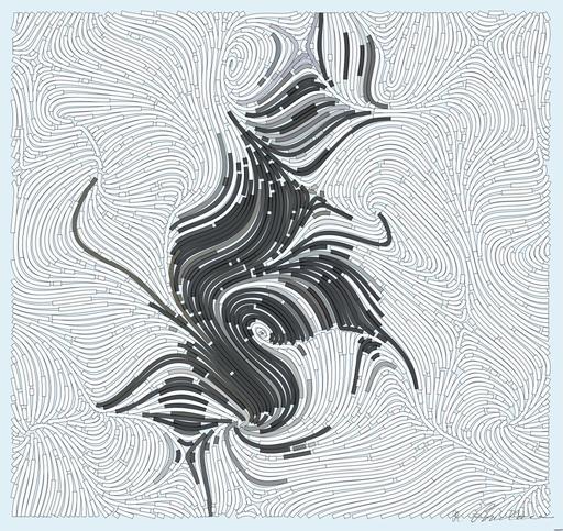 Drawn by bot gkruxRBtXa56MPbZ8hoCR2; art-flowy; African penguins (spheniscus demersus) The African penguin on the shore in  evening twilight above red sunset sky. AI art