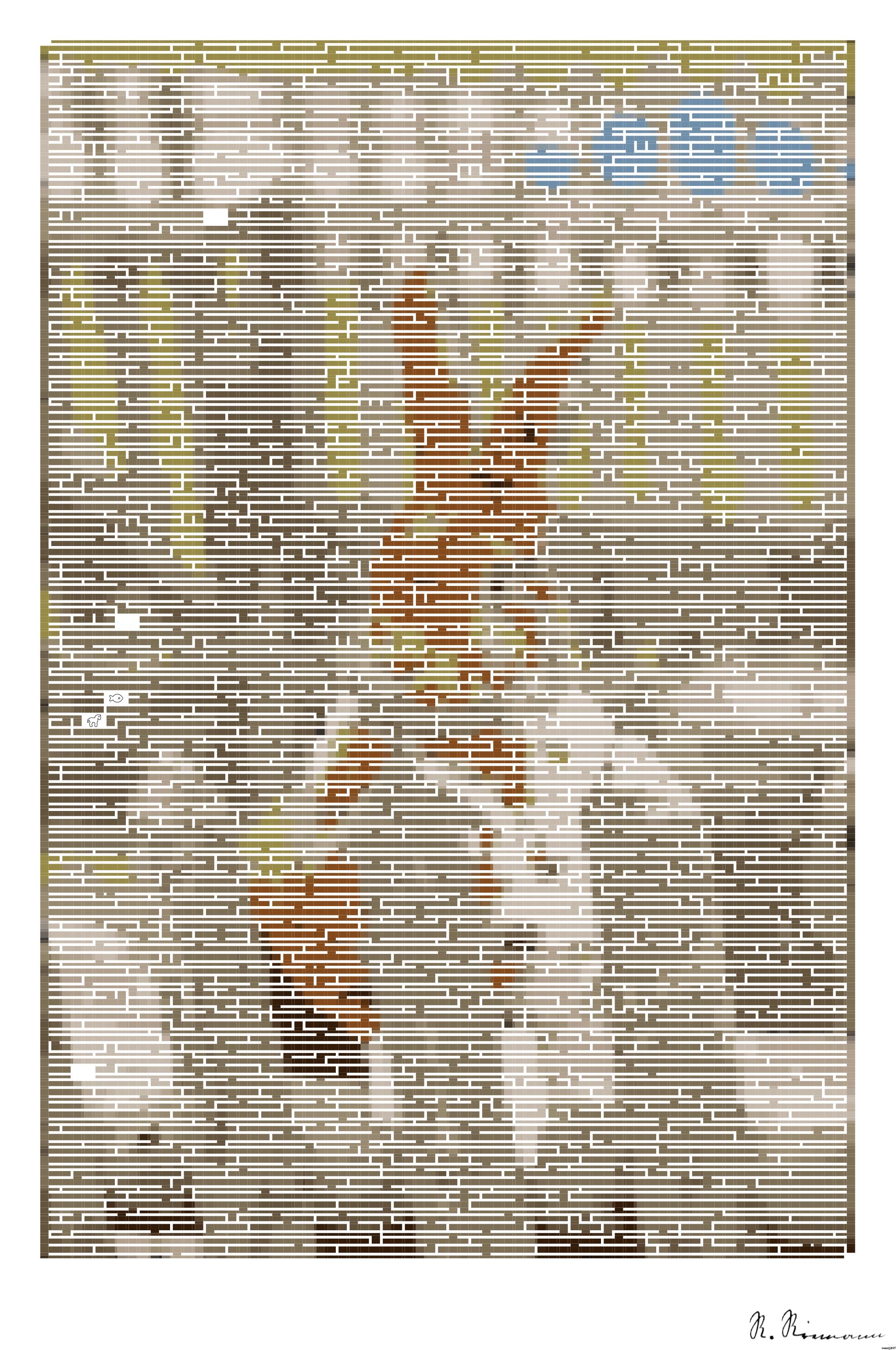 Drawn by bot Y479sPUyPTWbw8gZFbcHbB; art-amaze; white and brown rabbit on grey fence AI Art