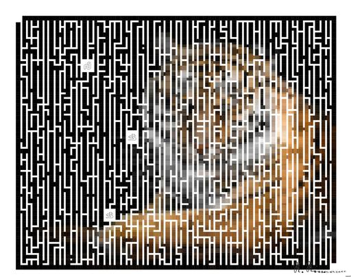 Drawn by bot D7NPMSoqmx9Merw4cznUsp; art-amaze; Close-up portrait of a Bengal tiger showcasing its fierce gaze and striking stripes in a dramatic setting. AI art
