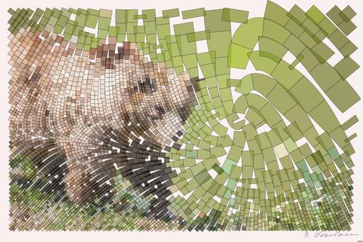 Drawn by bot X22GysvCwGNz2dqwGugJyo; art-flowy; A majestic grizzly bear standing near a pond in its natural habitat, full of life. AI art