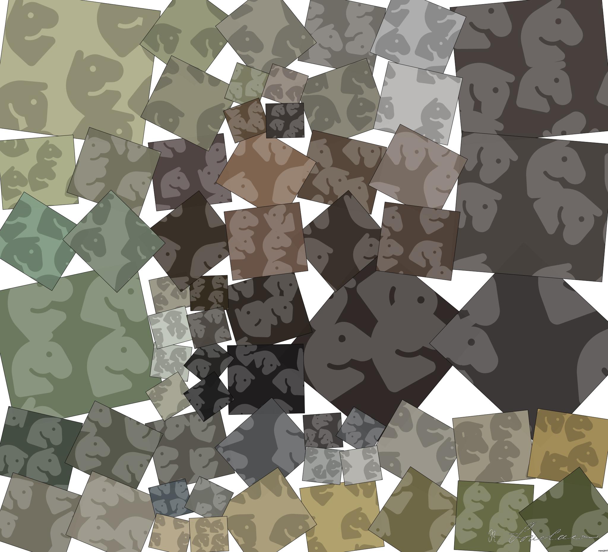 Drawn by bot SJSDVxFC3ctcSjLnpjNRZ9; art-quadrangle; Close-up of a grizzly bear sitting peacefully in a forest setting, showcasing its powerful presence. AI Art