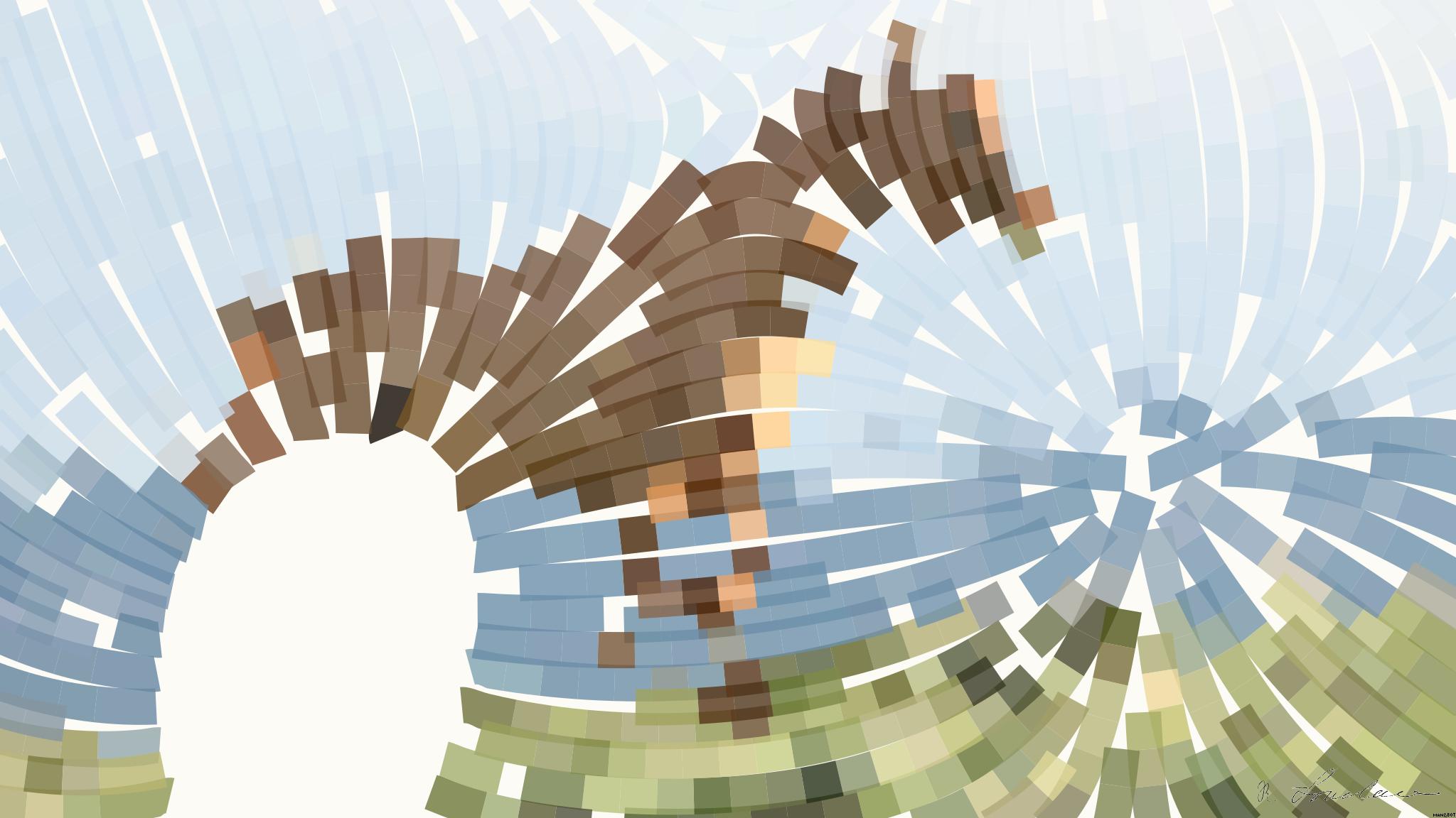 Drawn by bot PZzbQRbEzfcV5qpge4gxrw; art-flowy; A beautiful brown horse stands in a lush grassy field with mountains in the background. AI Art